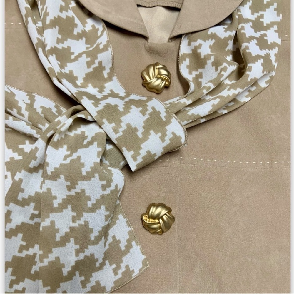 V🌺LESLIE FAY VTG. 2-PIECE FAUX SUEDE BLAZER/TOP WITH SCARF & SKIRT SET NWOT - Picture 13 of 16